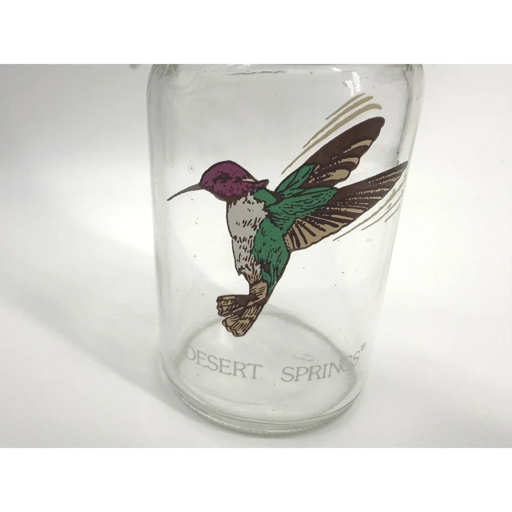 Desert Springs Hummingbird Glass Jar 6.5in Clear Wire Bale Lid Country Decor‎